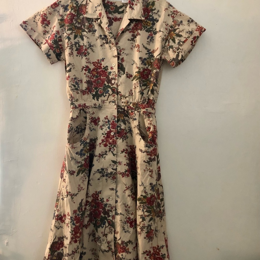Vintage  50s Style Liz Claiborne Floral Dress with Pockets